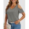 imageATHMILE Women Tops Cute Open Shoulder Blouse Summer Short Sleeve Tee ShirtGray