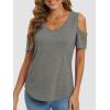 imageATHMILE Women Tops Cute Open Shoulder Blouse Summer Short Sleeve Tee ShirtGray