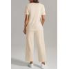 imageATHMILE Womens 2 Piece Lounge Set Fashion Travel Outfits Summer Beach Vacation Tracksuit Comfy Wide Leg Airport LoungewearApricot
