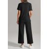 imageATHMILE Womens 2 Piece Lounge Set Fashion Travel Outfits Summer Beach Vacation Tracksuit Comfy Wide Leg Airport LoungewearBlack