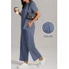 imageATHMILE Womens 2 Piece Lounge Set Fashion Travel Outfits Summer Beach Vacation Tracksuit Comfy Wide Leg Airport LoungewearBlue