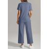 imageATHMILE Womens 2 Piece Lounge Set Fashion Travel Outfits Summer Beach Vacation Tracksuit Comfy Wide Leg Airport LoungewearBlue