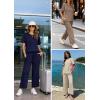 imageATHMILE Womens 2 Piece Lounge Set Fashion Travel Outfits Summer Beach Vacation Tracksuit Comfy Wide Leg Airport LoungewearBlue