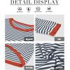 imageATHMILE Womens 2025 Long Sleeve Tops Sweaters Casual Crewneck Striped Color Block Drop Shoulder Cotton Pullover ShirtsGreybluered