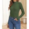 imageATHMILE Womens 2026 Fall Long Sleeve Pullover Ribbed Knit Sweater Low Mock Neck Slim Fit Basic Casual Tee TopsArmy Green