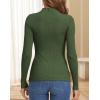 imageATHMILE Womens 2026 Fall Long Sleeve Pullover Ribbed Knit Sweater Low Mock Neck Slim Fit Basic Casual Tee TopsArmy Green