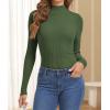 imageATHMILE Womens 2026 Fall Long Sleeve Pullover Ribbed Knit Sweater Low Mock Neck Slim Fit Basic Casual Tee TopsArmy Green