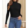 imageATHMILE Womens 2026 Fall Long Sleeve Pullover Ribbed Knit Sweater Low Mock Neck Slim Fit Basic Casual Tee TopsBlack