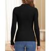 imageATHMILE Womens 2026 Fall Long Sleeve Pullover Ribbed Knit Sweater Low Mock Neck Slim Fit Basic Casual Tee TopsBlack