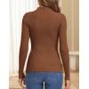 imageATHMILE Womens 2026 Fall Long Sleeve Pullover Ribbed Knit Sweater Low Mock Neck Slim Fit Basic Casual Tee TopsBrown