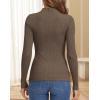 imageATHMILE Womens 2026 Fall Long Sleeve Pullover Ribbed Knit Sweater Low Mock Neck Slim Fit Basic Casual Tee TopsCoffee