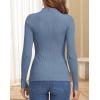 imageATHMILE Womens 2026 Fall Long Sleeve Pullover Ribbed Knit Sweater Low Mock Neck Slim Fit Basic Casual Tee TopsDusty Blue