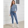 imageATHMILE Womens 2026 Fall Long Sleeve Pullover Ribbed Knit Sweater Low Mock Neck Slim Fit Basic Casual Tee TopsDusty Blue