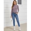 imageATHMILE Womens 2026 Fall Long Sleeve Pullover Ribbed Knit Sweater Low Mock Neck Slim Fit Basic Casual Tee TopsGray Purple