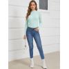 imageATHMILE Womens 2026 Fall Long Sleeve Pullover Ribbed Knit Sweater Low Mock Neck Slim Fit Basic Casual Tee TopsMint Green