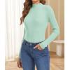 imageATHMILE Womens 2026 Fall Long Sleeve Pullover Ribbed Knit Sweater Low Mock Neck Slim Fit Basic Casual Tee TopsMint Green