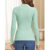 imageATHMILE Womens 2026 Fall Long Sleeve Pullover Ribbed Knit Sweater Low Mock Neck Slim Fit Basic Casual Tee TopsMint Green