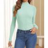 imageATHMILE Womens 2026 Fall Long Sleeve Pullover Ribbed Knit Sweater Low Mock Neck Slim Fit Basic Casual Tee TopsMint Green