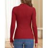imageATHMILE Womens 2026 Fall Long Sleeve Pullover Ribbed Knit Sweater Low Mock Neck Slim Fit Basic Casual Tee TopsRed