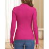 imageATHMILE Womens 2026 Fall Long Sleeve Pullover Ribbed Knit Sweater Low Mock Neck Slim Fit Basic Casual Tee TopsRose Red