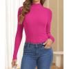 imageATHMILE Womens 2026 Fall Long Sleeve Pullover Ribbed Knit Sweater Low Mock Neck Slim Fit Basic Casual Tee TopsRose Red