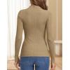 imageATHMILE Womens 2026 Fall Long Sleeve Pullover Ribbed Knit Sweater Low Mock Neck Slim Fit Basic Casual Tee TopsToffee