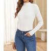 imageATHMILE Womens 2026 Fall Long Sleeve Pullover Ribbed Knit Sweater Low Mock Neck Slim Fit Basic Casual Tee TopsWhite