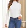 imageATHMILE Womens 2026 Fall Long Sleeve Pullover Ribbed Knit Sweater Low Mock Neck Slim Fit Basic Casual Tee TopsWhite