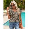 imageATHMILE Womens Blouse Dressy Casual V Neck Puff Short Sleeve Tshirts Boho Fashion Summer Spring Tunic Top ClothesLeopard