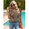 imageATHMILE Womens Blouse Dressy Casual V Neck Puff Short Sleeve Tshirts Boho Fashion Summer Spring Tunic Top ClothesPaisley