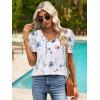 imageATHMILE Womens Blouse Dressy Casual V Neck Puff Short Sleeve Tshirts Boho Fashion Summer Spring Tunic Top ClothesWhite Floral