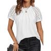 imageATHMILE Womens Blouses Short Sleeve Tops Spring Summer Fall Work Dressy Casual Business Date Outfits Lace Shirts 2026White