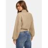 imageATHMILE Womens Cropped Sweatshirts Oversized Turtleneck Long Sleeve Tops 2026 Spring Winter Loose Pullover Teen Girls ClothesCoffeegrey