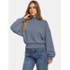 imageATHMILE Womens Cropped Sweatshirts Oversized Turtleneck Long Sleeve Tops 2026 Spring Winter Loose Pullover Teen Girls ClothesGrey Blue