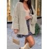 imageATHMILE Womens Fall Oversized Cardigan Sweaters Long Lantern Sleeve Knit Open Front Lightweight Winter Fashion Clothes 2026Grey Beige