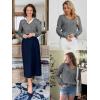 imageATHMILE Womens Fall Tops 2026 Fashion Trendy Pullover Sweater V Neck Long Sleeve Shirt Knit Blouse Clothes OutfitsGrey