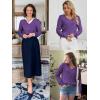 imageATHMILE Womens Fall Tops 2026 Fashion Trendy Pullover Sweater V Neck Long Sleeve Shirt Knit Blouse Clothes OutfitsPurple