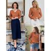 imageATHMILE Womens Fall Tops 2026 Fashion Trendy Pullover Sweater V Neck Long Sleeve Shirt Knit Blouse Clothes OutfitsRust