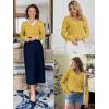 imageATHMILE Womens Fall Tops 2026 Fashion Trendy Pullover Sweater V Neck Long Sleeve Shirt Knit Blouse Clothes OutfitsYellow