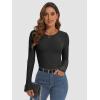 imageATHMILE Womens Long Sleeve CrewneckV Neck Ribbed Tops Fall Fitted Stretch Casual Basic T Shirts 2026Ablack