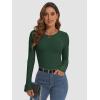 imageATHMILE Womens Long Sleeve CrewneckV Neck Ribbed Tops Fall Fitted Stretch Casual Basic T Shirts 2026Adark Green