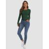 imageATHMILE Womens Long Sleeve CrewneckV Neck Ribbed Tops Fall Fitted Stretch Casual Basic T Shirts 2026Adark Green