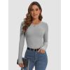 imageATHMILE Womens Long Sleeve CrewneckV Neck Ribbed Tops Fall Fitted Stretch Casual Basic T Shirts 2026Agrey