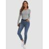 imageATHMILE Womens Long Sleeve CrewneckV Neck Ribbed Tops Fall Fitted Stretch Casual Basic T Shirts 2026Agrey