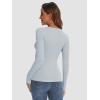 imageATHMILE Womens Long Sleeve CrewneckV Neck Ribbed Tops Fall Fitted Stretch Casual Basic T Shirts 2026Alight Blue