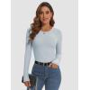 imageATHMILE Womens Long Sleeve CrewneckV Neck Ribbed Tops Fall Fitted Stretch Casual Basic T Shirts 2026Alight Blue