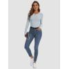 imageATHMILE Womens Long Sleeve CrewneckV Neck Ribbed Tops Fall Fitted Stretch Casual Basic T Shirts 2026Alight Blue