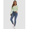 imageATHMILE Womens Long Sleeve CrewneckV Neck Ribbed Tops Fall Fitted Stretch Casual Basic T Shirts 2026Amint Green