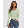imageATHMILE Womens Long Sleeve CrewneckV Neck Ribbed Tops Fall Fitted Stretch Casual Basic T Shirts 2026Amint Green