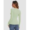 imageATHMILE Womens Long Sleeve CrewneckV Neck Ribbed Tops Fall Fitted Stretch Casual Basic T Shirts 2026Amint Green